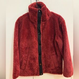 Varley Clemson Red Fuzzy Button-Up Jacket